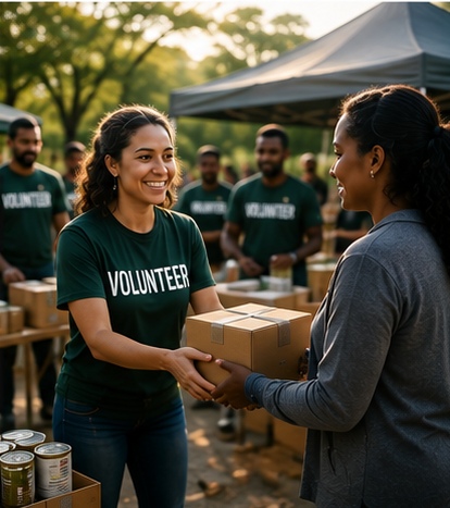 Community volunteers providing support
