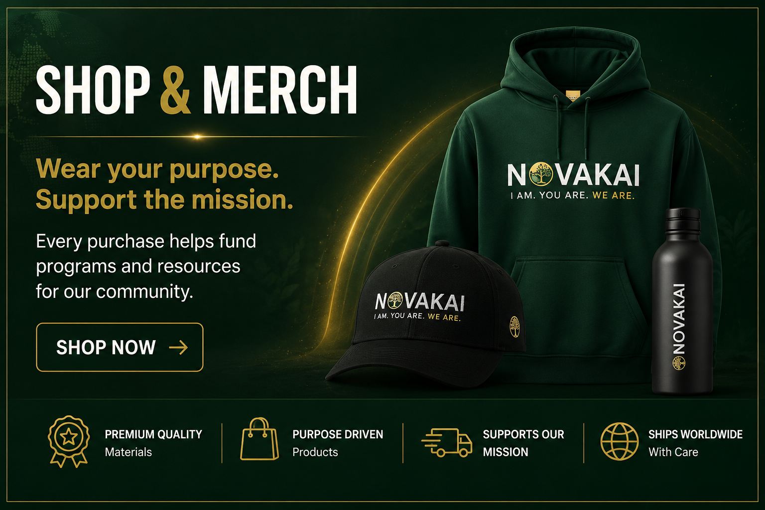 Mission Novakai Shop and Merch — Wear your purpose. Support the mission.